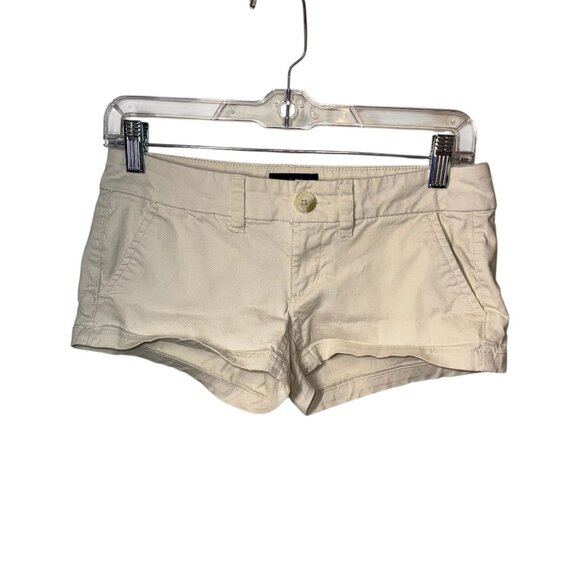 American Eagle Womens Khaki Shortie Stretch Shorts Size 00 - Picture 2 of 6